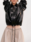 Cropped Zip Jacket with Adjustable Hem